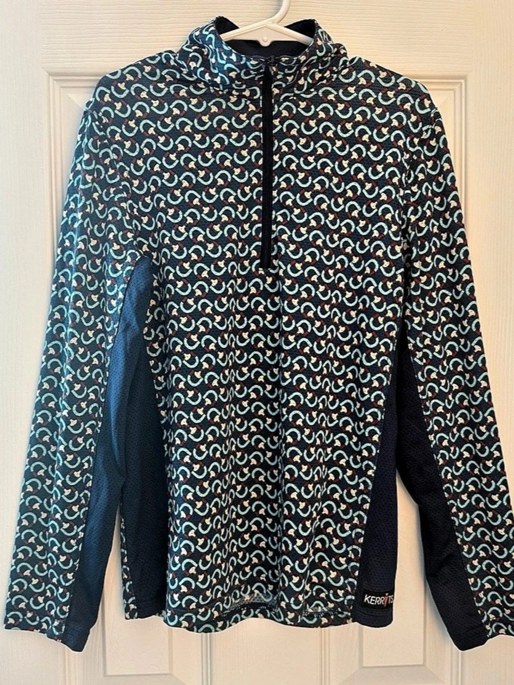 Kerrits Ice Fil Lite Long Sleeve Riding Shirt Riding Shirt Blue & Green Small